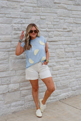 Lemon Patched Knit Top