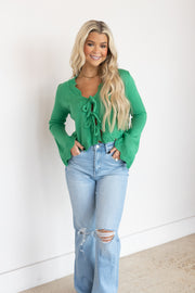 TIE UP BELL SLEEVE SWEATER