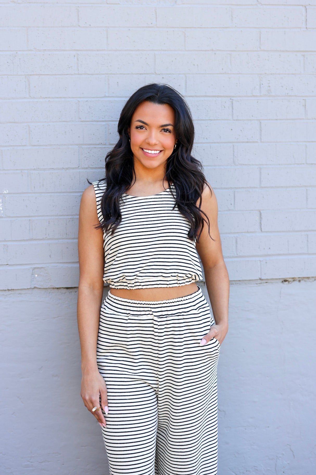 Striped French Terry Top