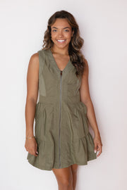 TIERED ATHLETIC ZIPPER DRESS