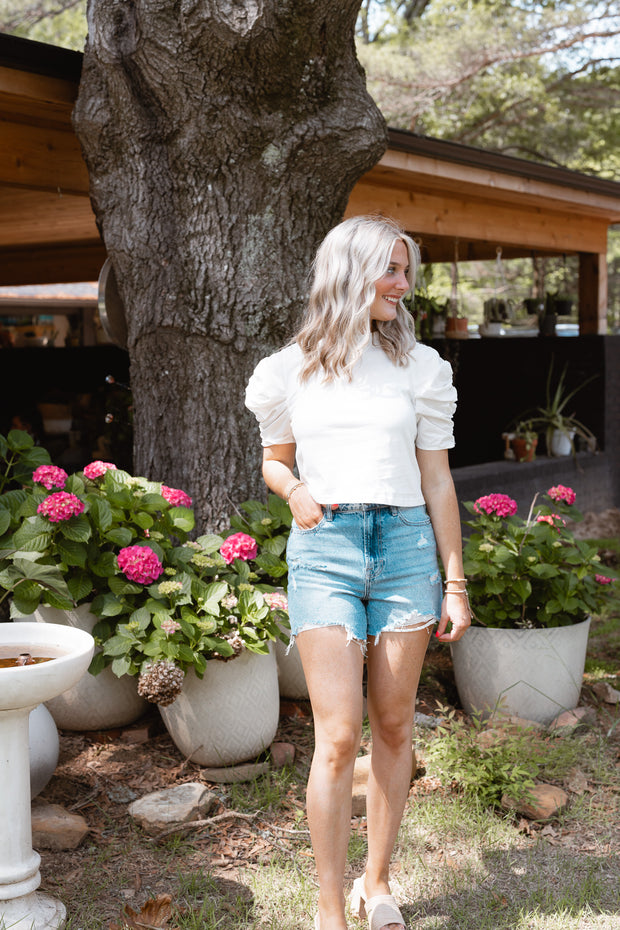 MIXED UP PUFF SLEEVE TOP