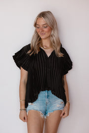 PLEATED FLUTTER SATIN TOP