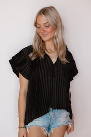 PLEATED FLUTTER SATIN TOP