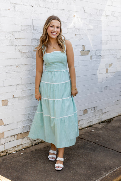 OXFORD COTTON TIERED DRESS