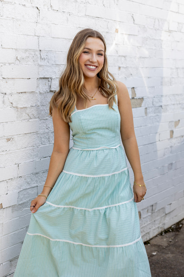 OXFORD COTTON TIERED DRESS