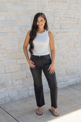 Tara Mid Rise Crop Straight Jeans