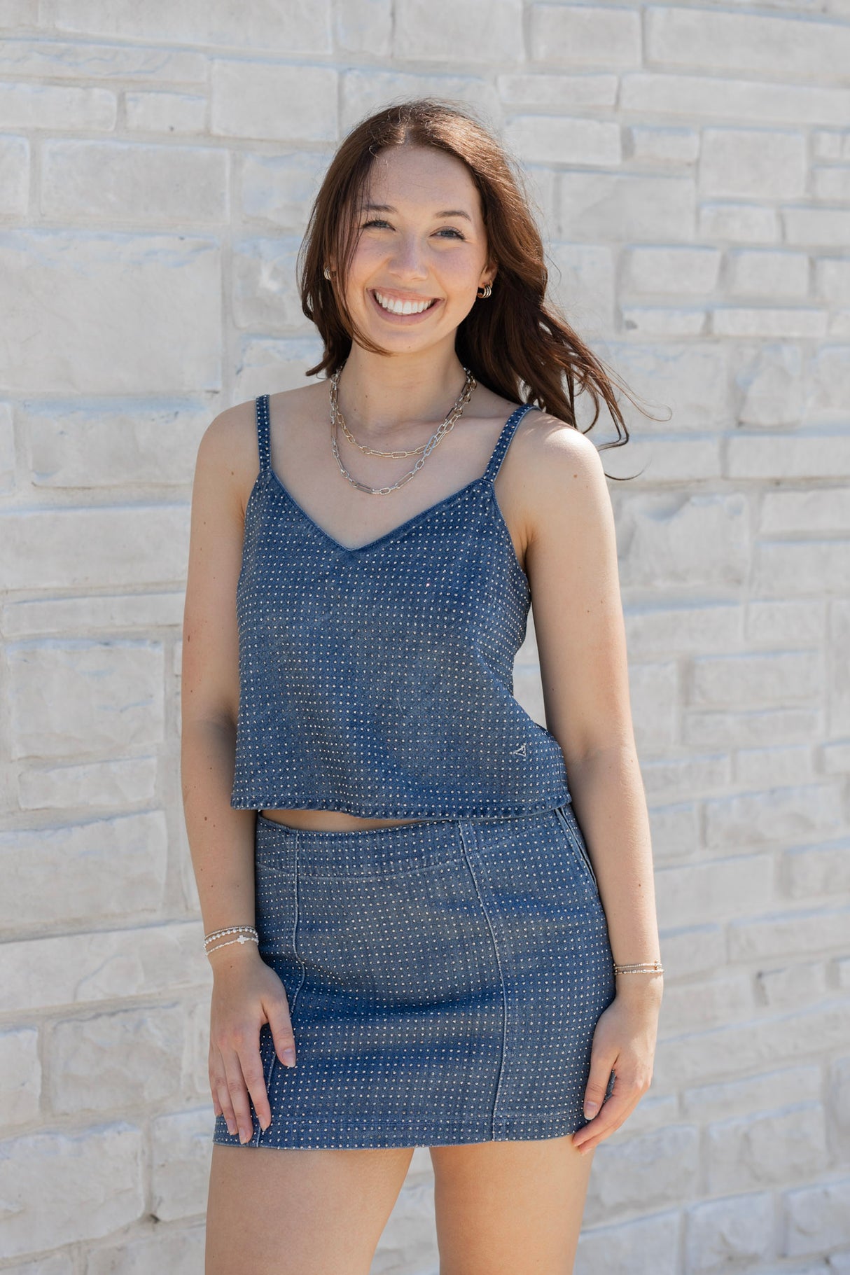 Rhinestone Mini Skirt