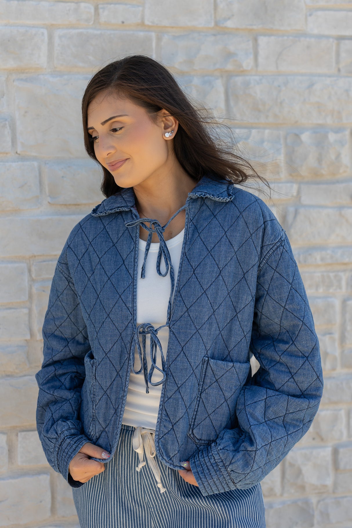 QUILTED FRONT TIE JACKET