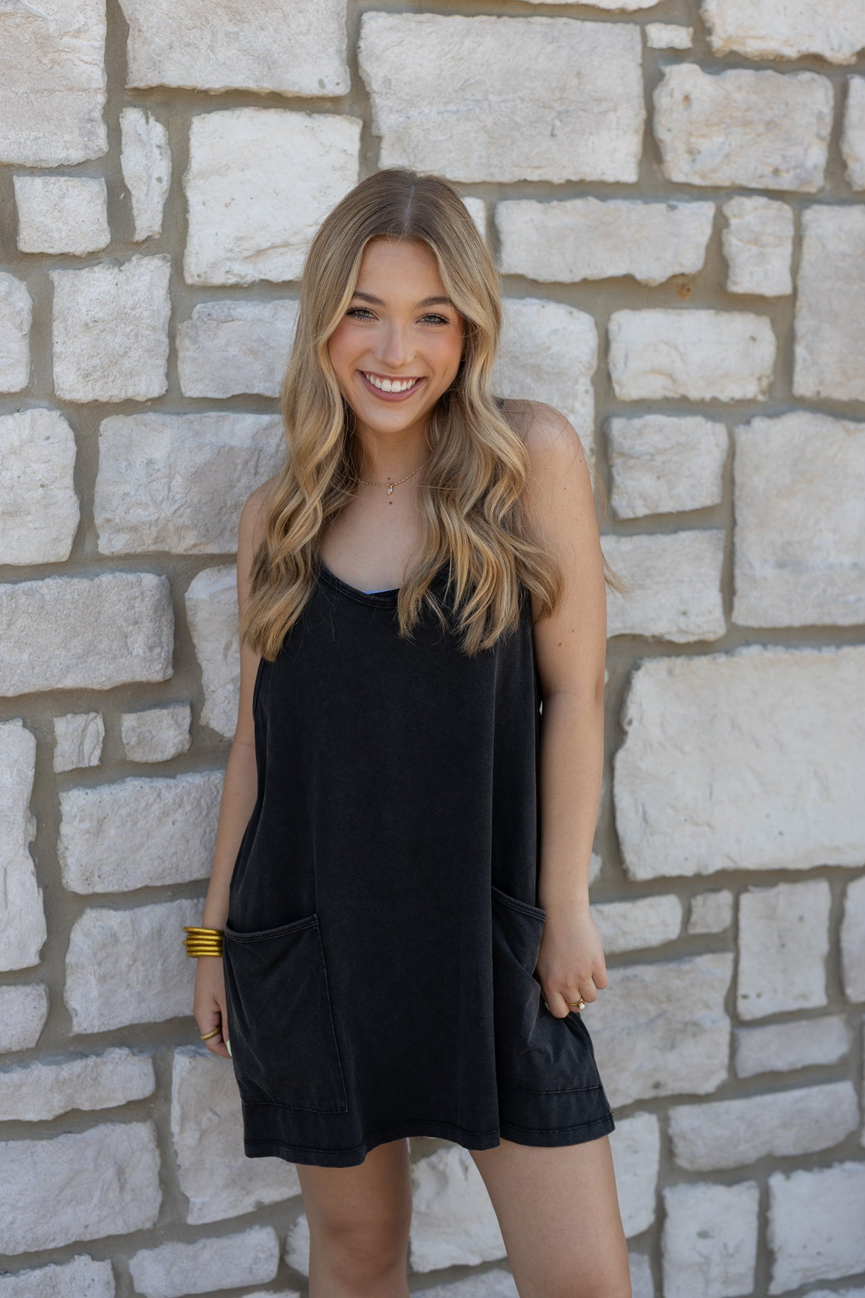 Washed Sporty Mini Romper (Black)