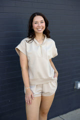 Short Sleeve Zip Scuba Sweater (Multiple Colors)