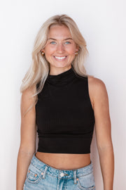 RIBBED MOCK NECK CROP TOP