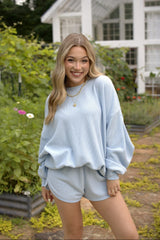 Waffle Drop Shoulder Oversized Sweatshirt
