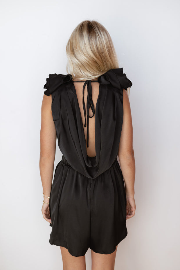 SHOULDER FLOWER DRAPE ROMPER