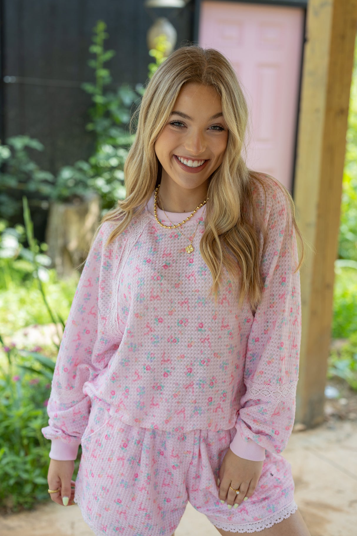 Ditsy Floral Waffle Top