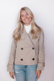 CROPPED LONG SLEEVE TRENCH COAT