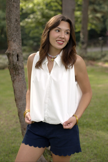 Martina Sleeveless Collared Top