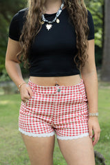 Gingham Lace Shorts