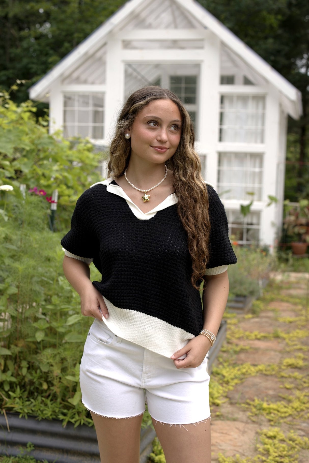 Collar Knit Crop Sweater