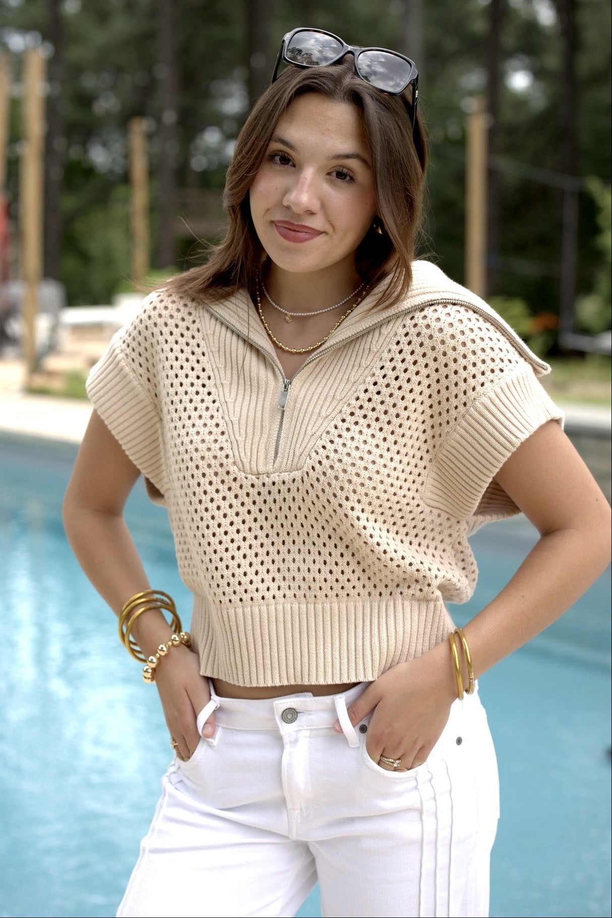 Crochet Zipper Vest Top
