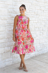 Boat Neckline V-Back Fit-And-Flare Midi Dress