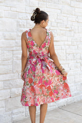 Boat Neckline V-Back Fit-And-Flare Midi Dress
