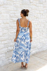 Laguna Palm Tie Shoulder Midi Dress