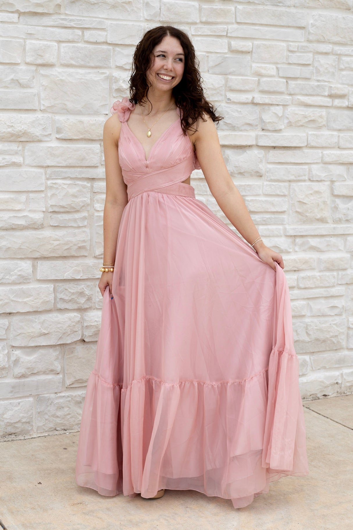 Chiffon Ruffle Midi