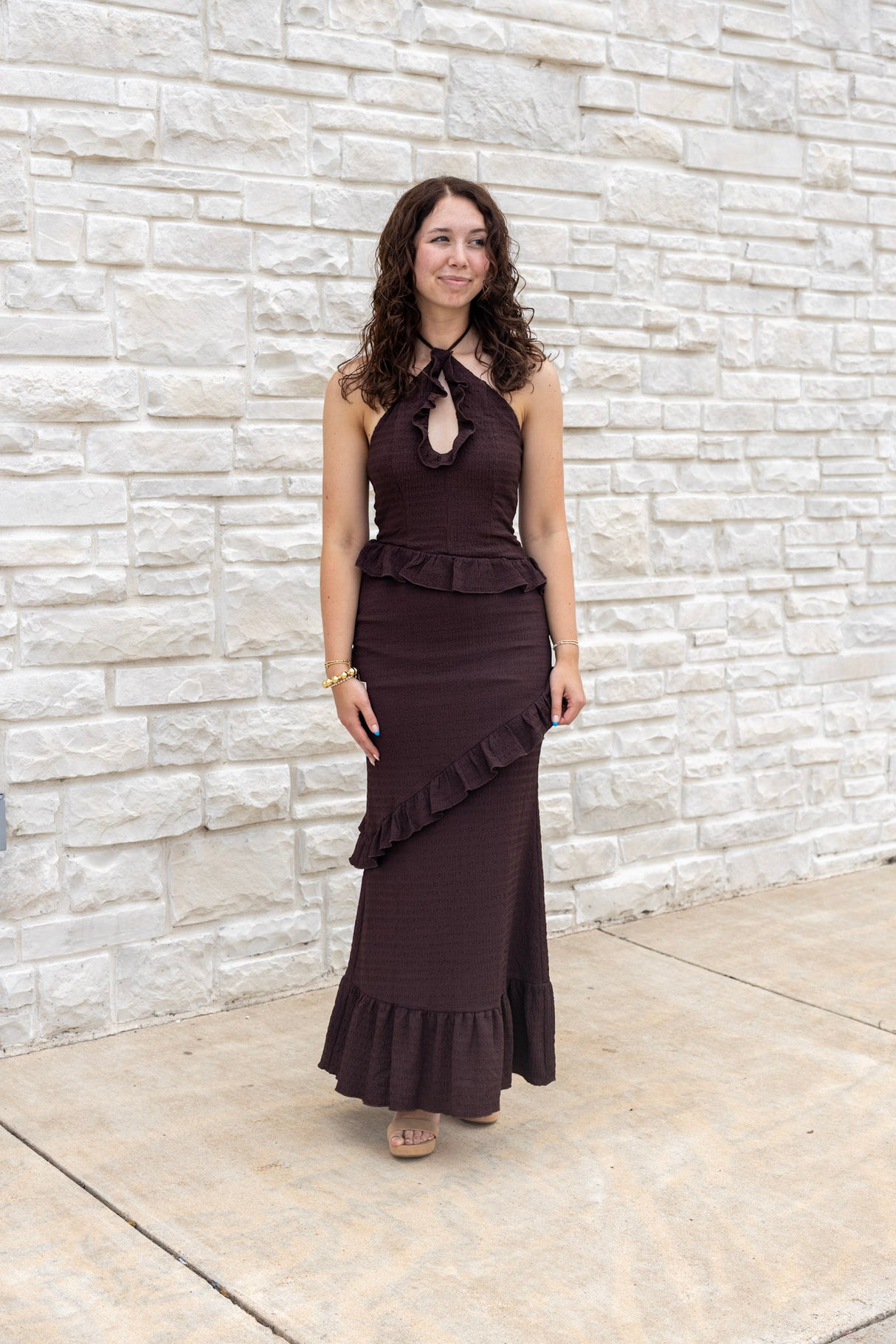 Krinkle Ruffle Maxi Dress