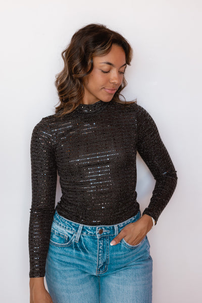 SIENNA SEQUIN LONG SLEEVE BODYSUIT