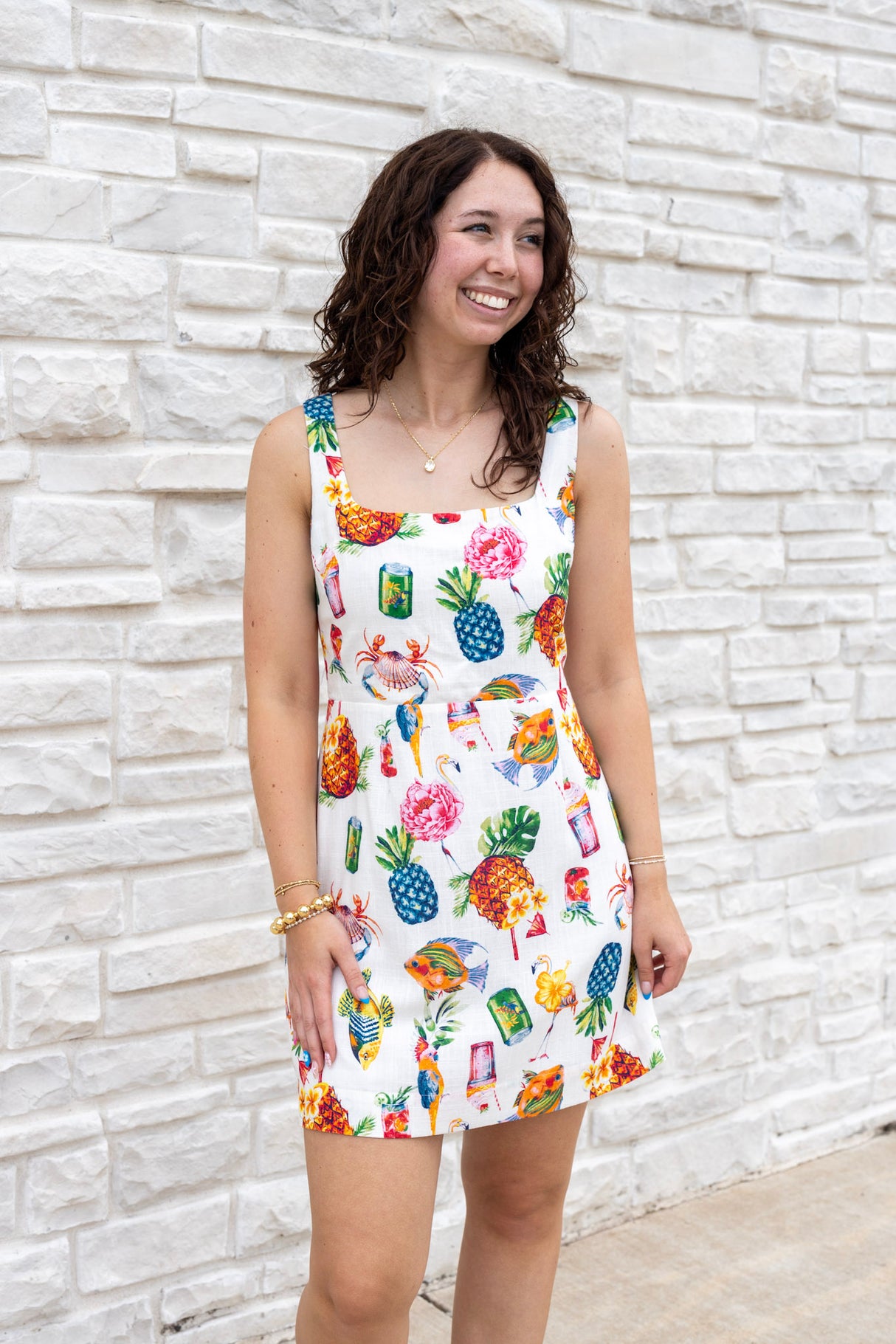 Square Neck Tropics Dress