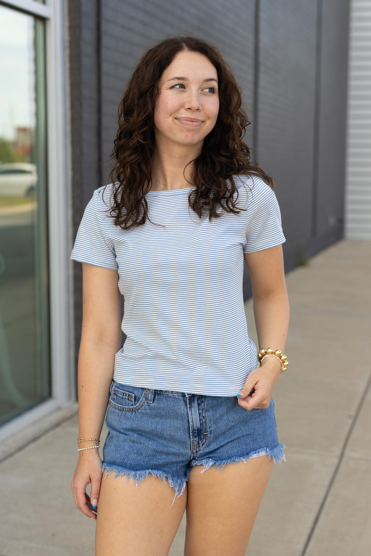 Boat Neck Stripe Top