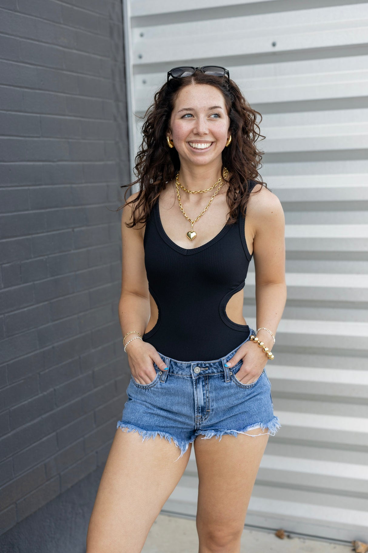 Deep Vneck Cutout Bodysuit