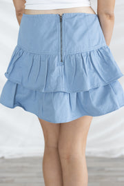 TIERED DENIM SKIRT