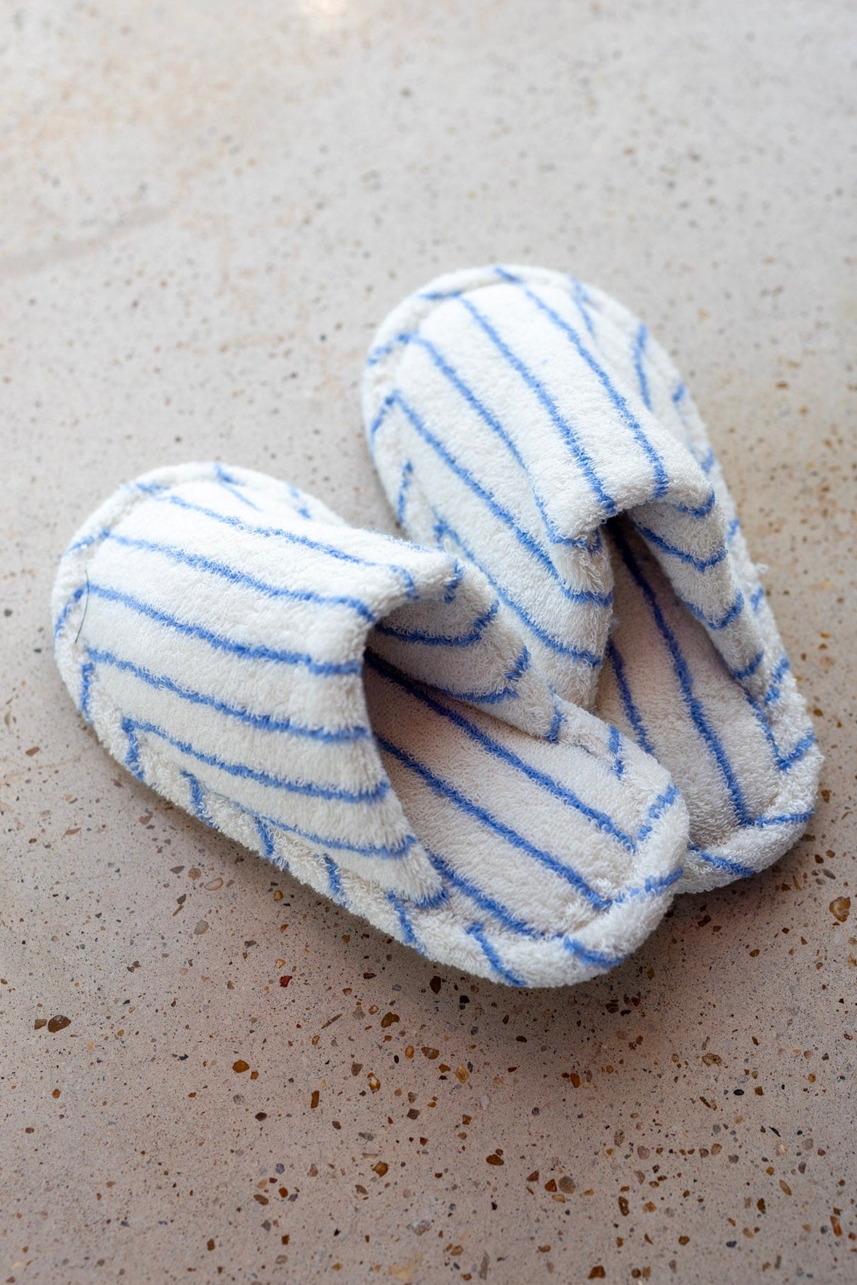 White with Blue Stripes House Slippers