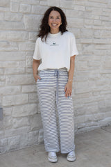 Drawstring Stripe Print Pants