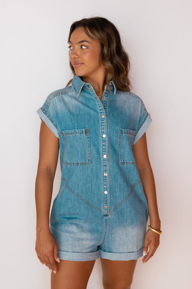 RAVEN DENIM ROMPER