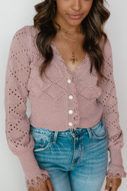 CABLE KNIT FRAY CROP CARDI