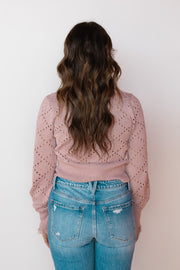 CABLE KNIT FRAY CROP CARDI