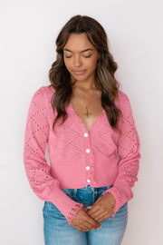 CABLE KNIT FRAY CROP CARDI