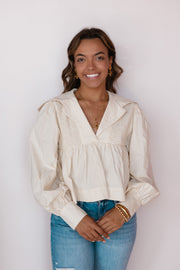 OVERSIZED COLLER SMOCK TOP