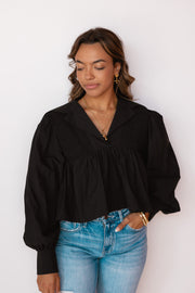 OVERSIZED COLLER SMOCK TOP