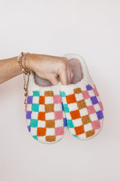 RAINBOW CHECKERED SLIPPERS