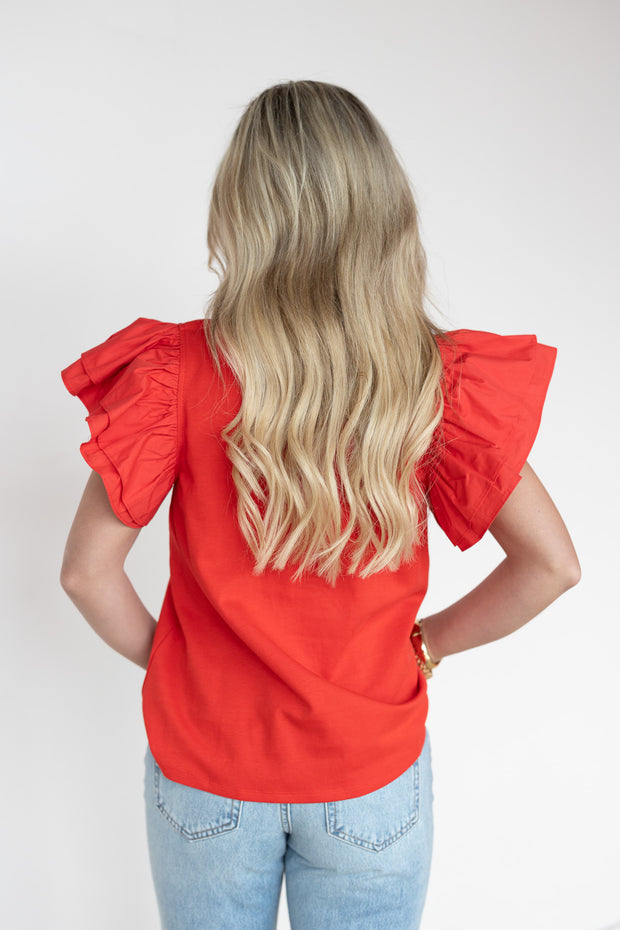 ALLIE SQUARE NECK RUFFLE TOP