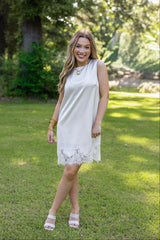 Lace Trim Satin Mini Dress