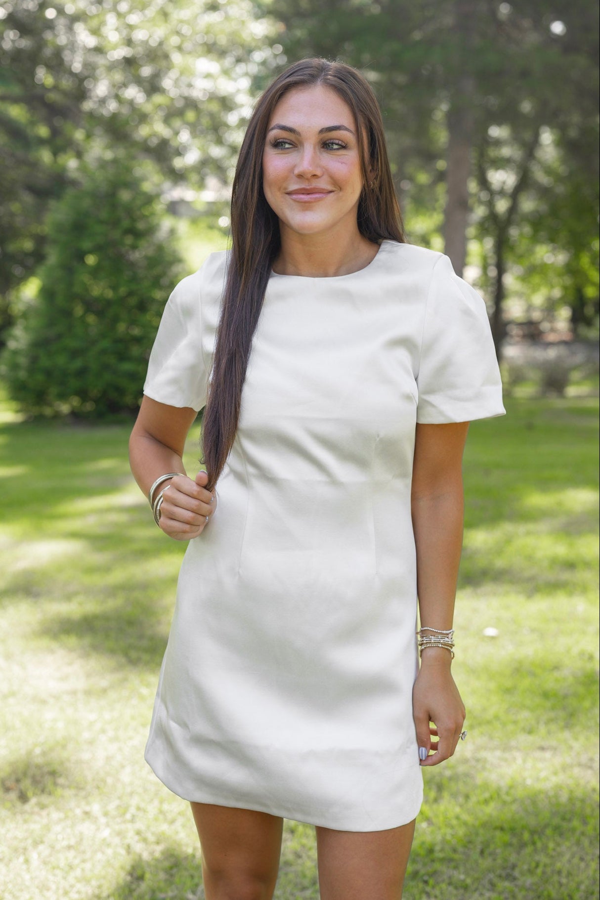 Satin Puff Sleeve Dress