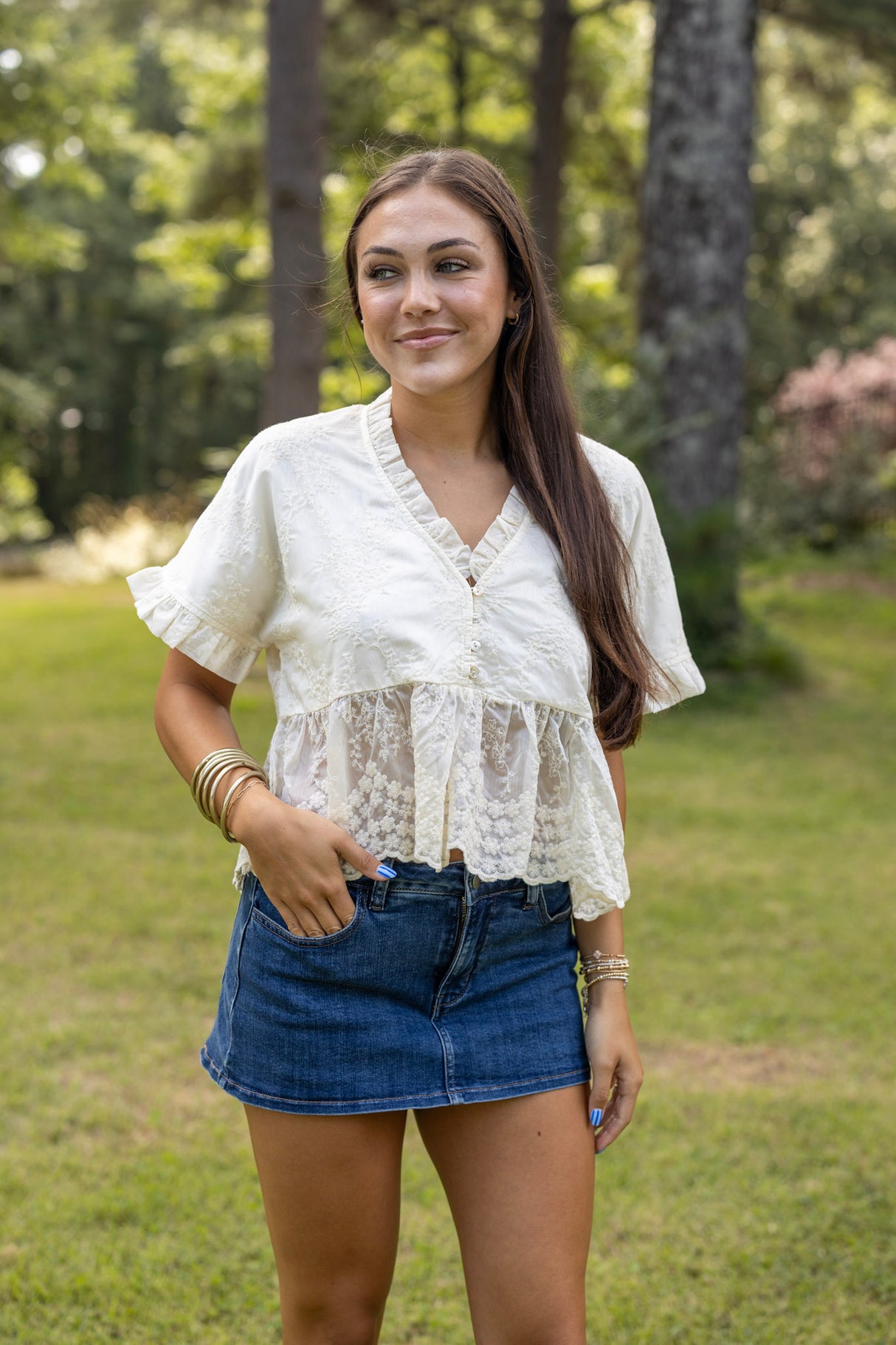 Lace Peplum Boho Top