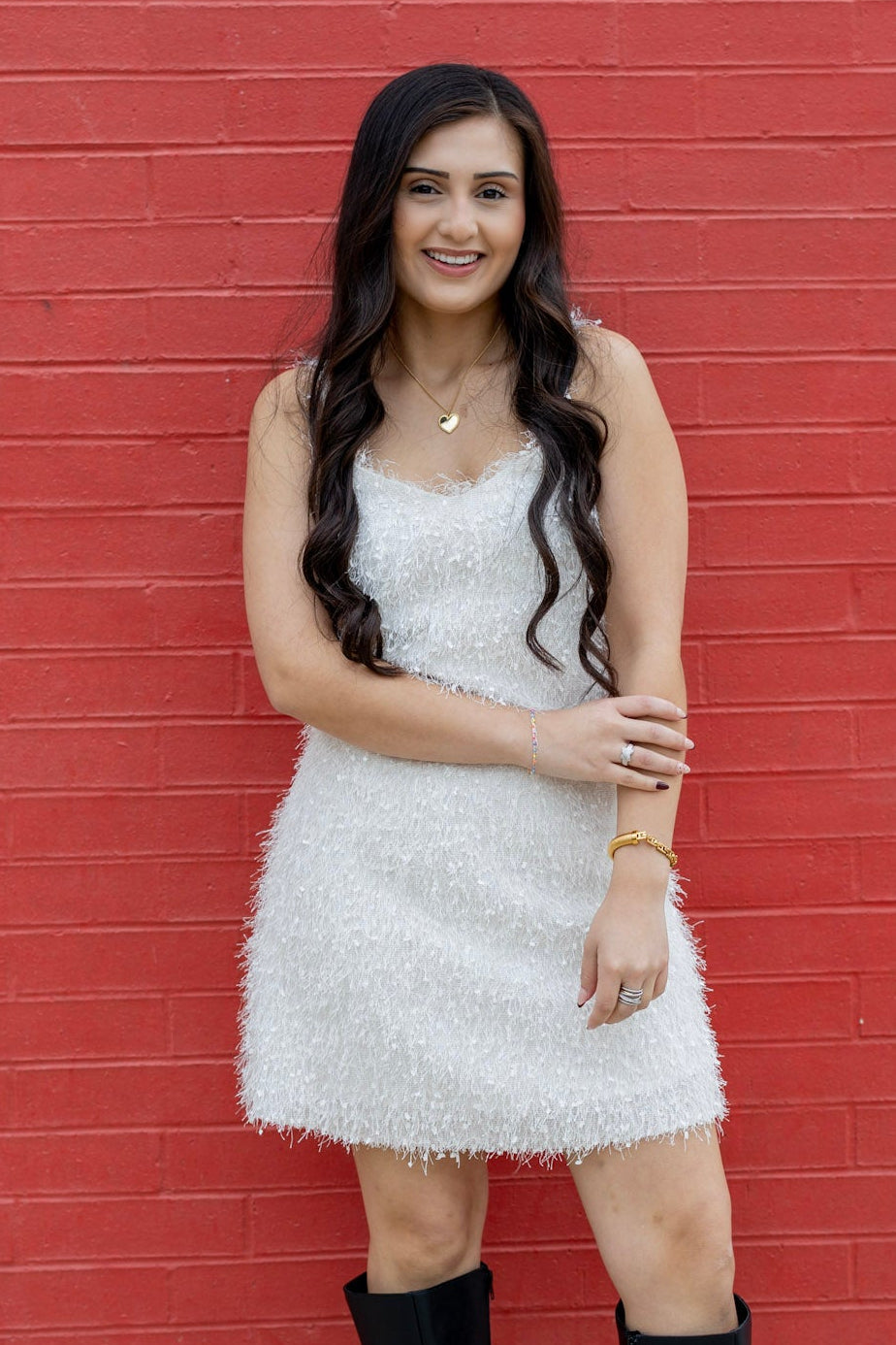 Faux Feather Mini Dress