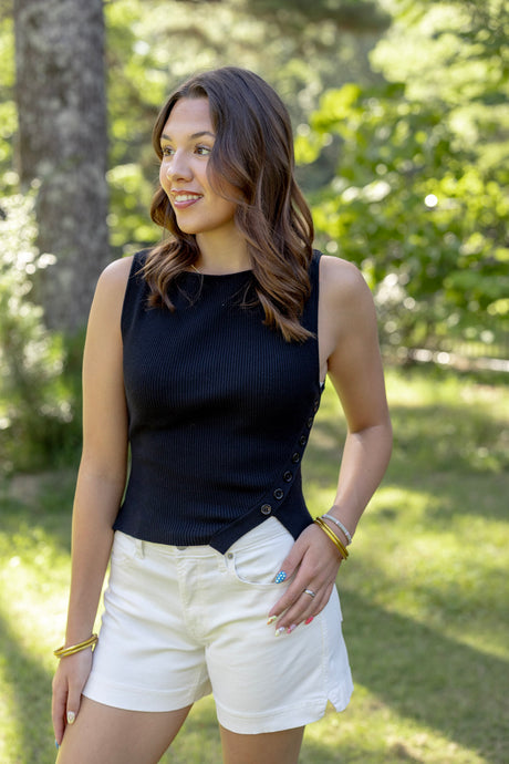 Ribbed Side Button Tank (Multiple Colors)