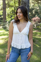 Lace Trim Ruffle Babydoll Tank