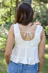 Lace Trim Ruffle Babydoll Tank